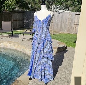 Nwt U collectionMaxi Forever Unique Dress Snake Print Ruffle eur 42 ,us 10